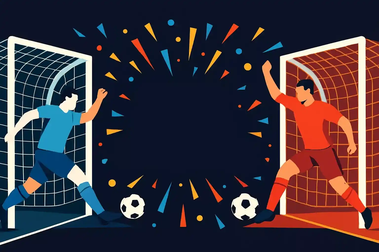 Ilustración del mercado de apuestas ambos marcan BTTS con dos porterías recibiendo goles simultáneamente