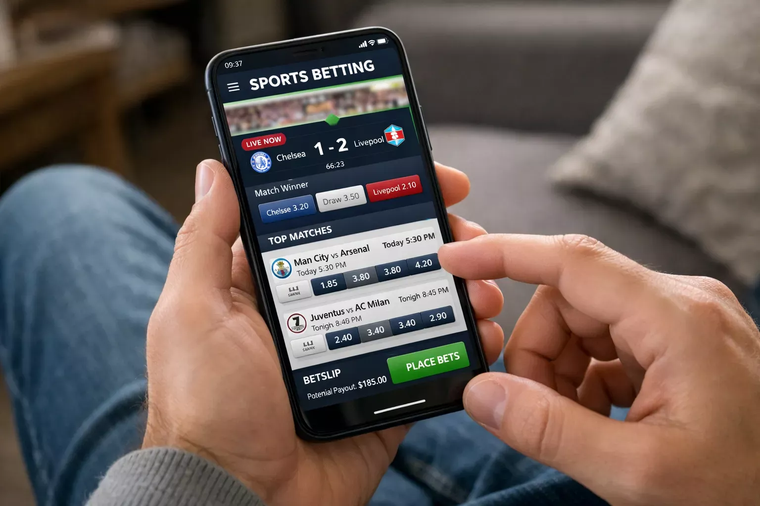 Persona usando aplicaciones deportivas en un smartphone moderno