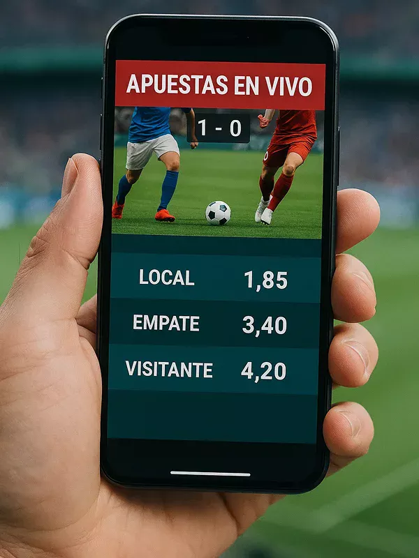 Aplicación móvil mostrando apuestas en vivo de La Liga con cuotas actualizándose