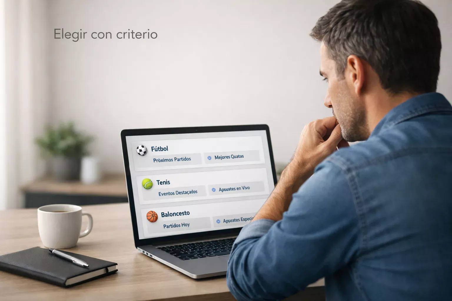 Persona usando un portátil para analizar opciones de apuestas deportivas