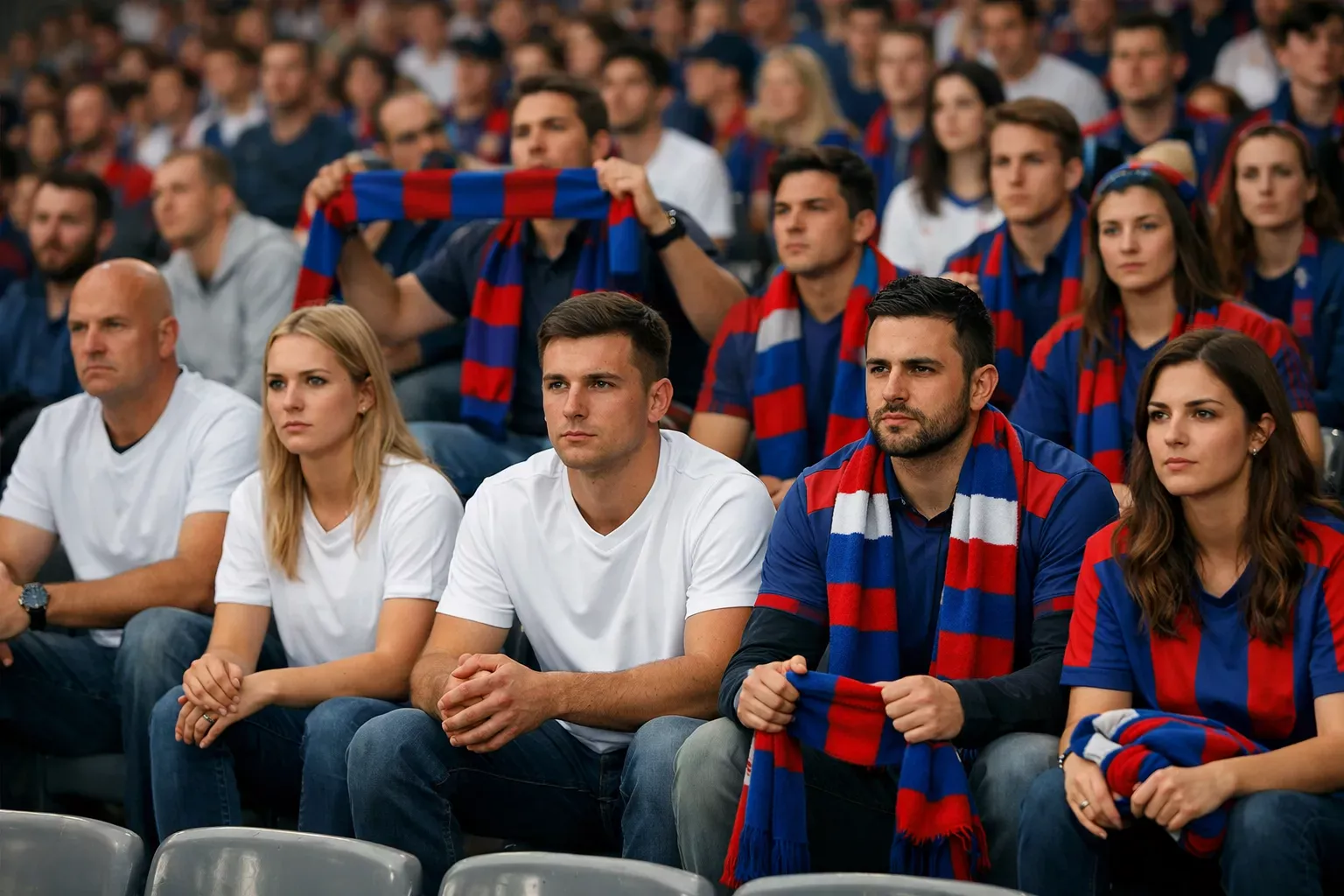 Aficionados del Real Madrid y Barcelona mezclados en las gradas antes de un partido