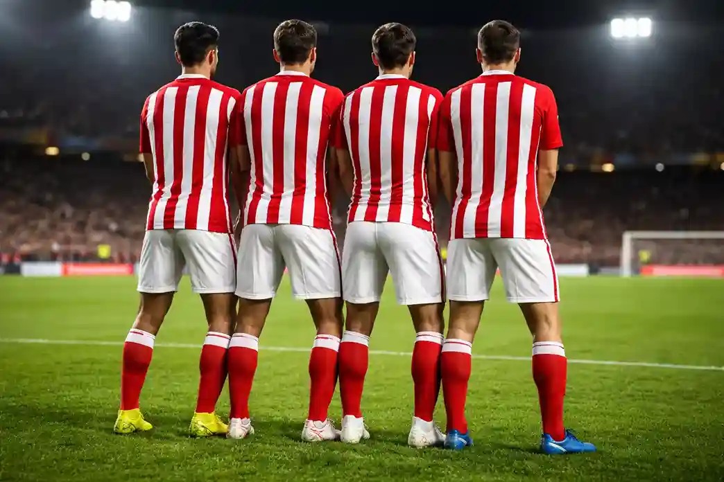 Línea defensiva del Atlético de Madrid formando un bloque compacto en el campo