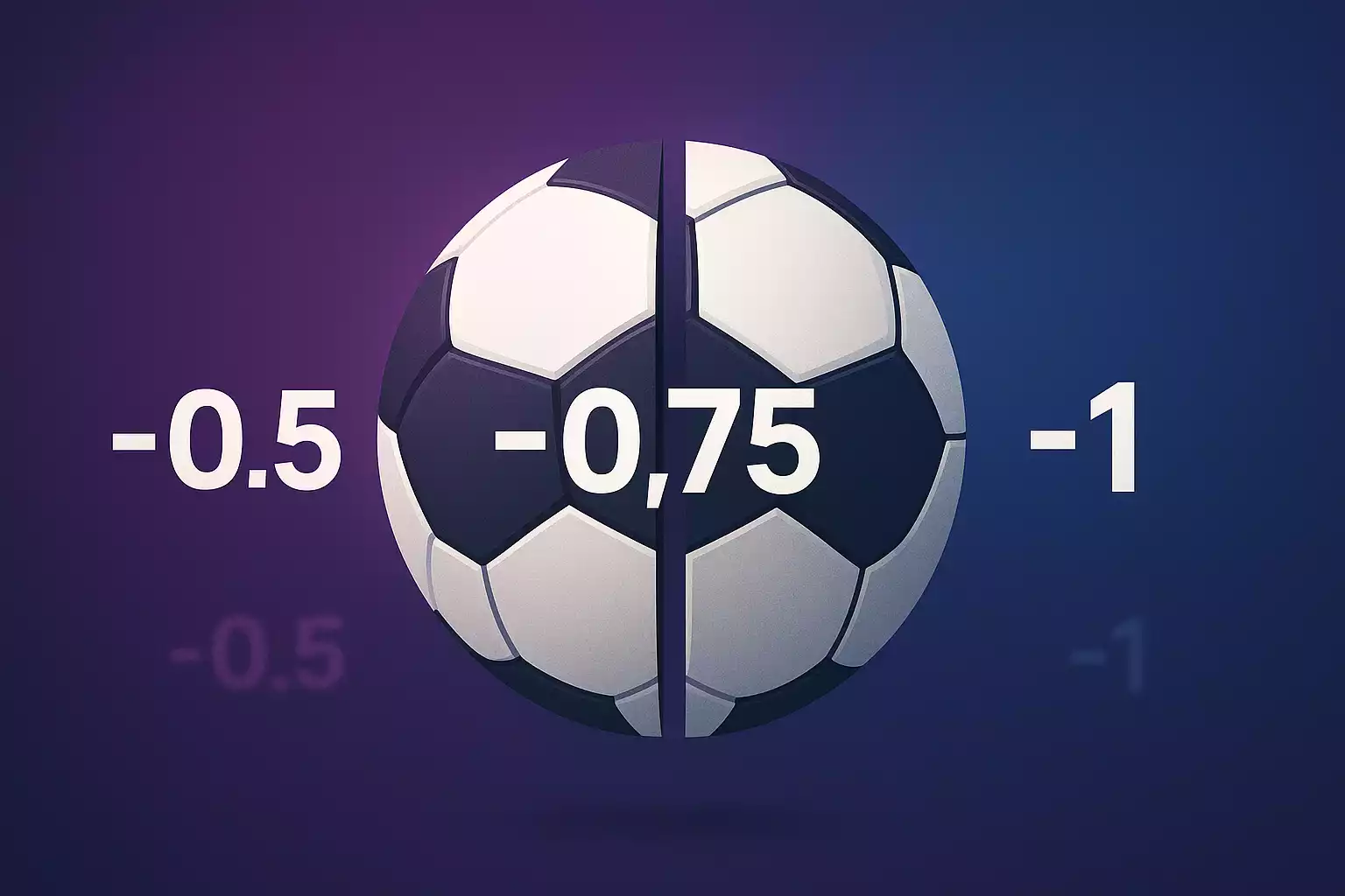 Visualización de apuesta dividida en hándicap de cuarto de gol mostrando cómo se divide entre dos líneas