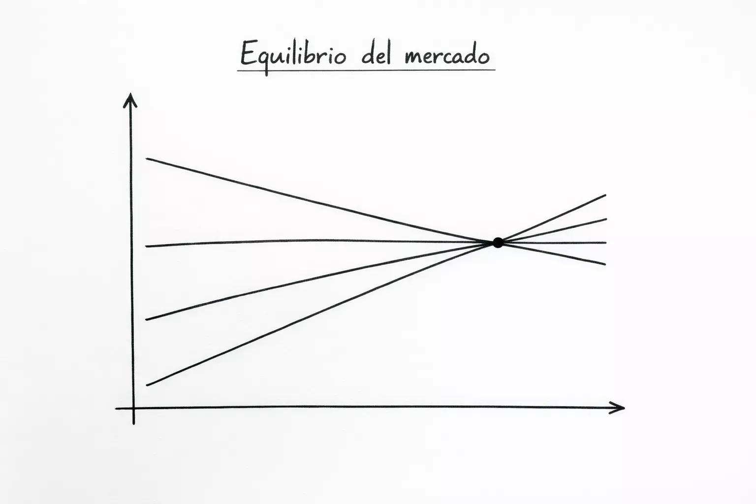 Gráfico de líneas mostrando convergencia de precios hacia un punto de equilibrio