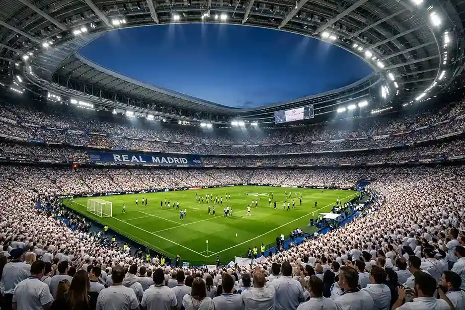 Jugadores del Real Madrid celebrando un gol en el Santiago Bernabéu