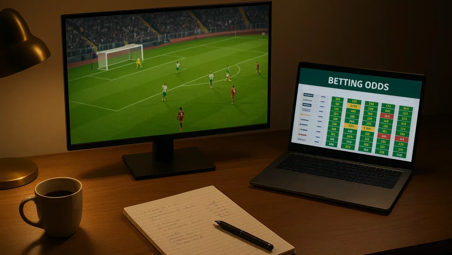 Setup profesional para apuestas en vivo con múltiples monitores y herramientas